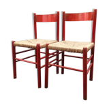 Pair of brutalist straw chairs