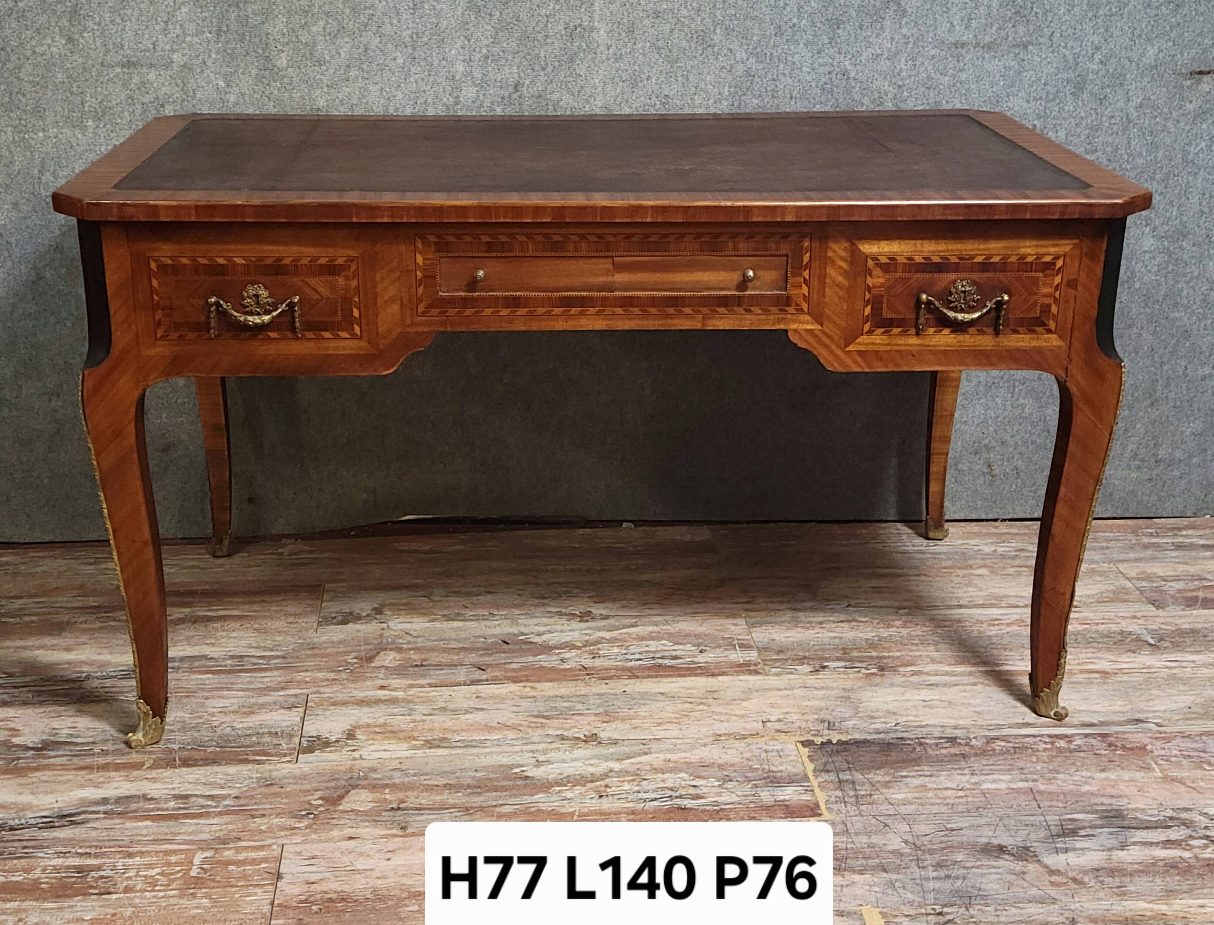 Louis XV style marquetry center desk