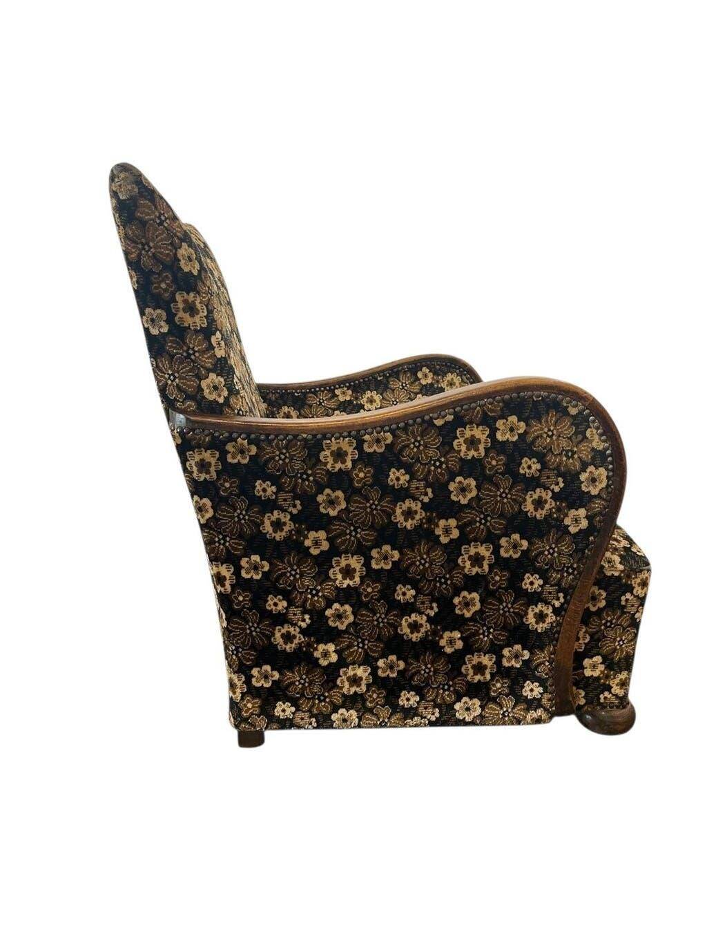Vintage brown floral patterned cocktail chair/armchair