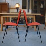 Set of 2 red leatherette chairs from the 1960s