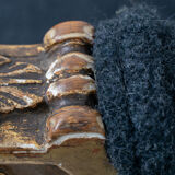 Pair of 19th century Louis XVI gilt armchairs newly re upholstered in holland and sherry fabric