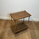 Double Tray Leather Sofa Table in Golden Tawny with Small Iron Details. Brass