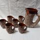 Vintage Vallauris orangeade service with 6 brutalist ceramic glasses.