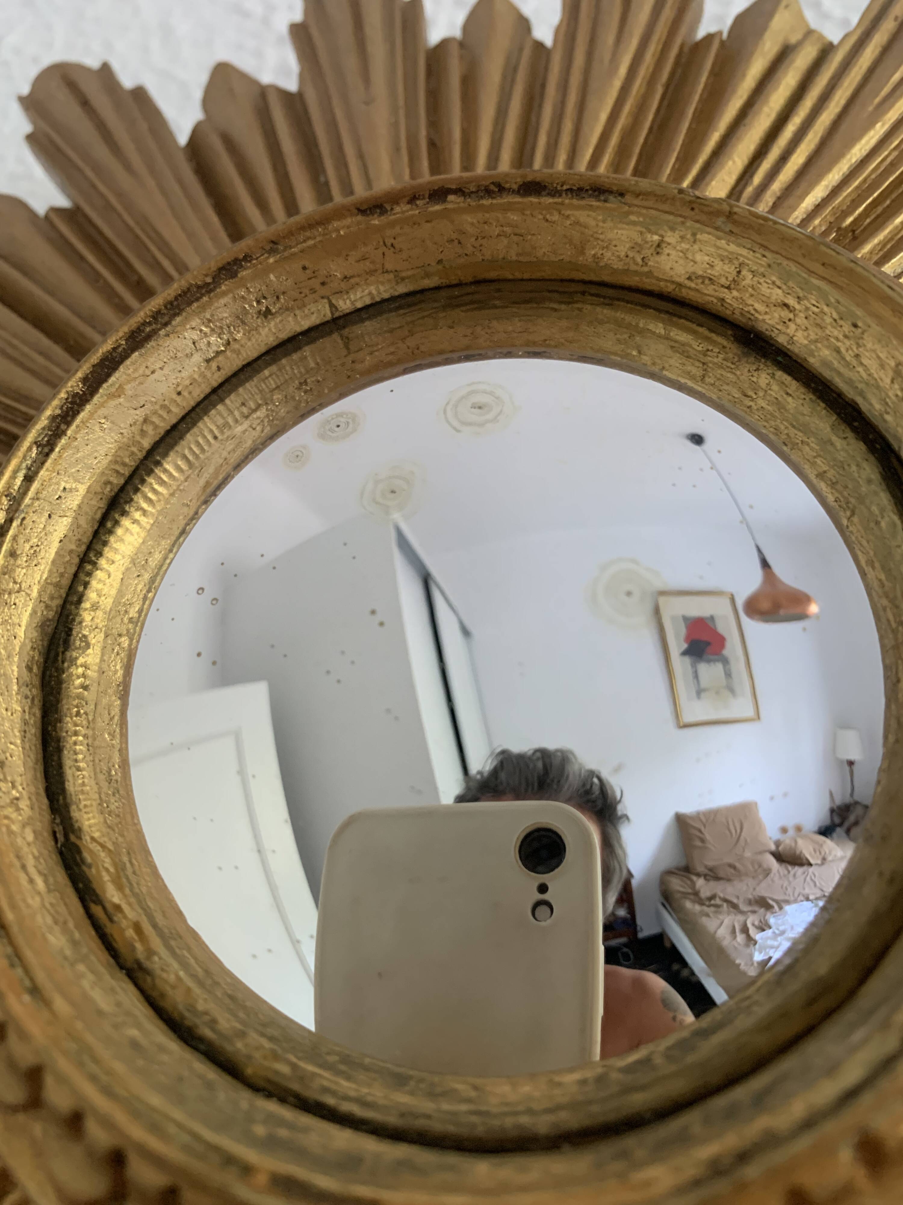 Vintage 1960s witch's eye sun mirror - 25 cm