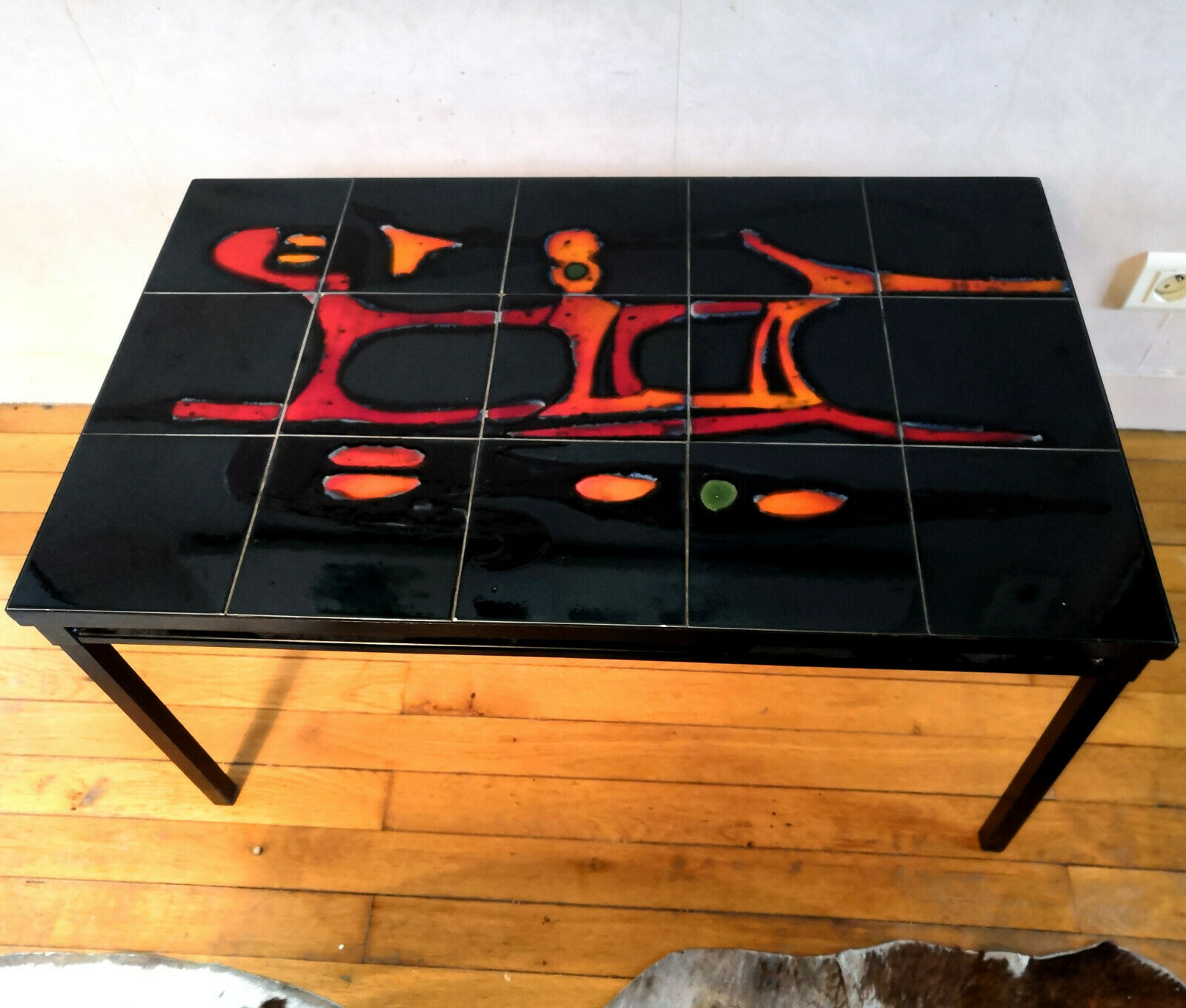 Table steel and ceramic décor free design 60s - 70s