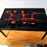 Table steel and ceramic décor free design 60s - 70s