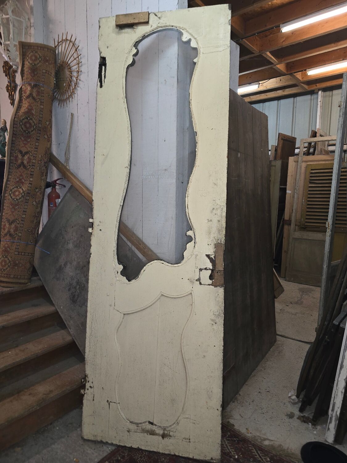 Old glass shop door in oak