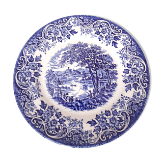 Hand-painted English porcelain plate, Ironstone Broadhurst Staffordshire, blue white