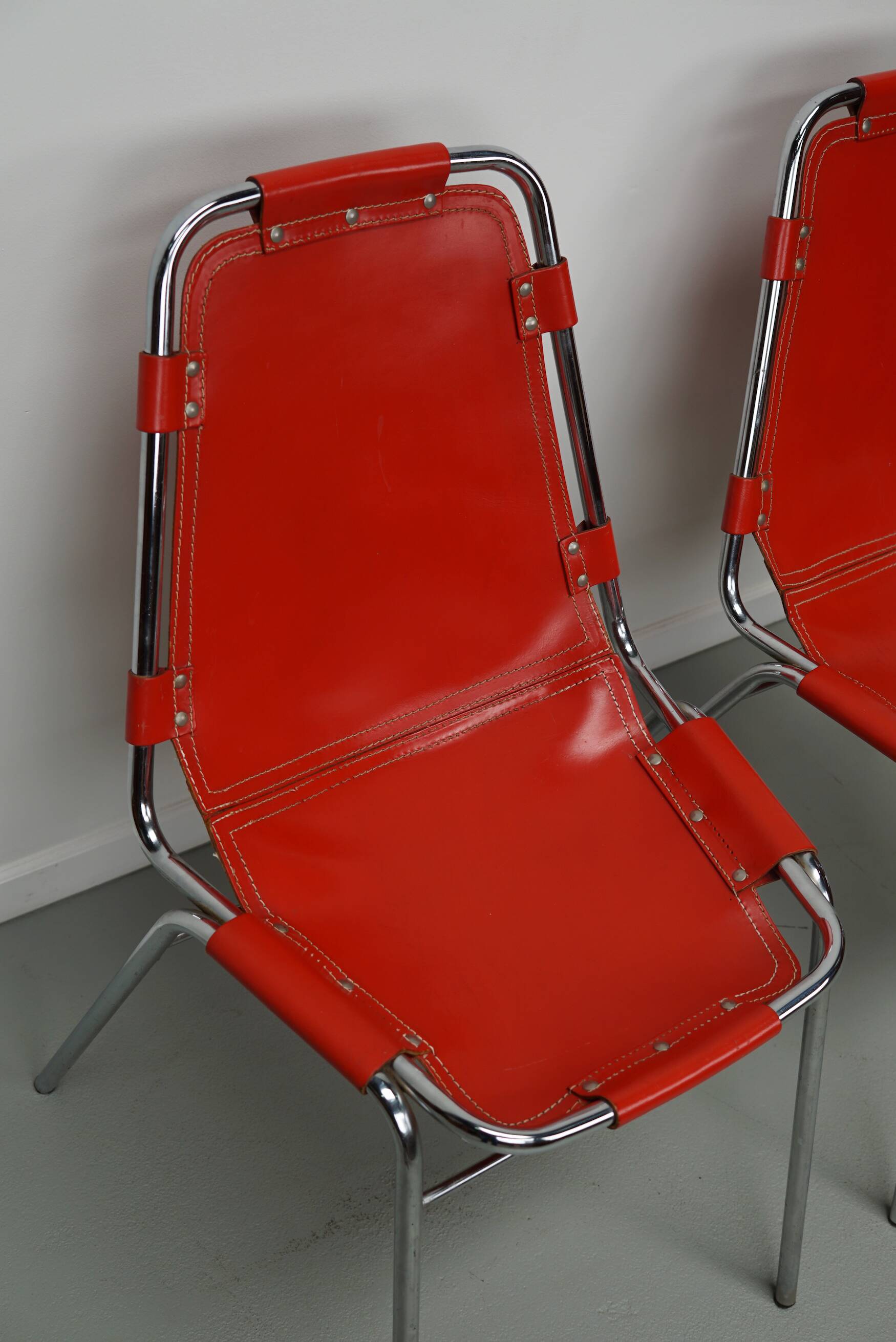 Set of Two Red Chairs by Dalvera for Les Arcs, 1960s