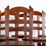 Set of 6 large Brutalist chairs in solid oak from the 1950s.