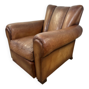 Fauteuil club en cuir, - 1950