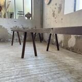 Paire de bancs de ferme en chêne massif 3m