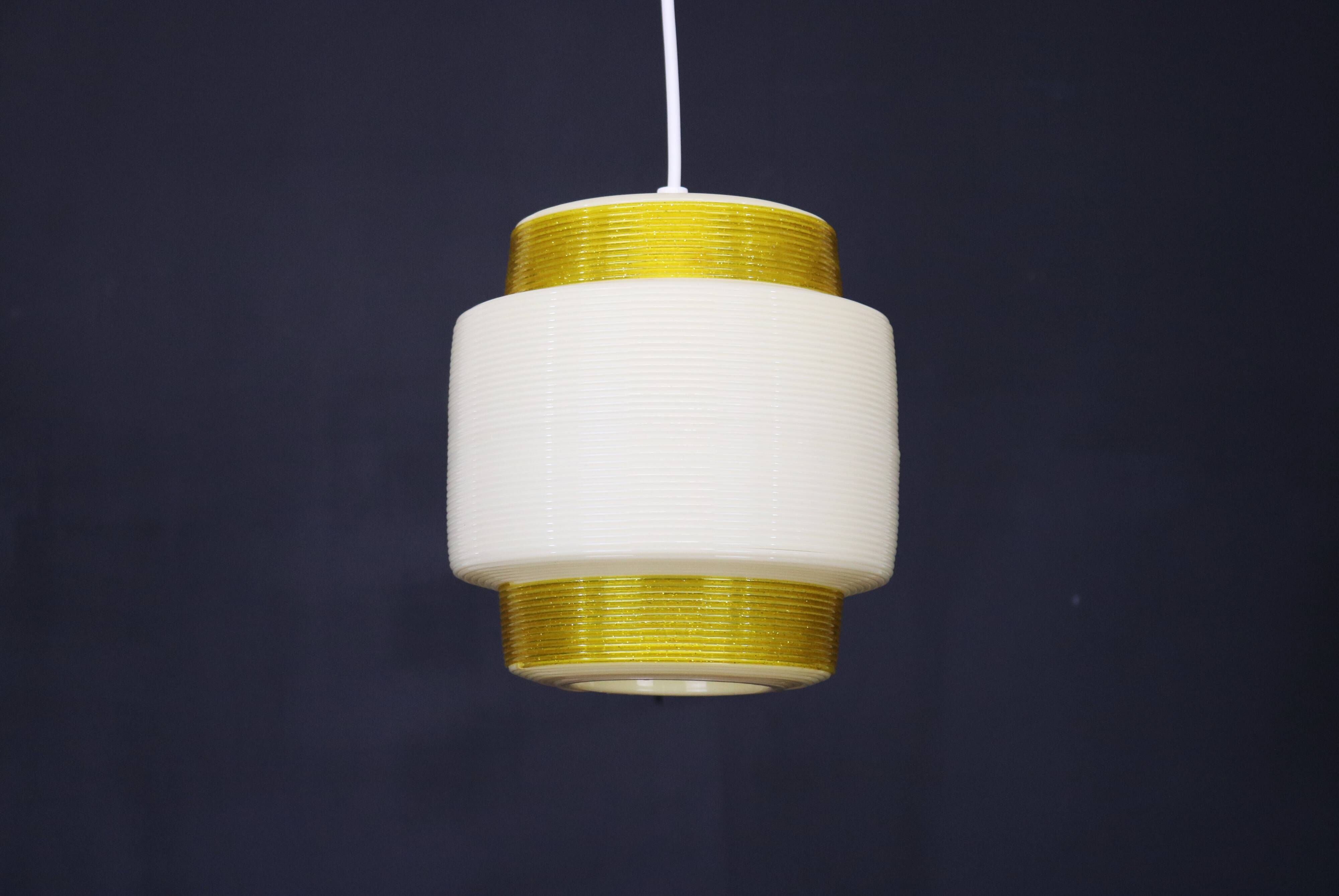 Ultra rare and old yellow and white Rotaflex lamp by Yahsa Heifetz