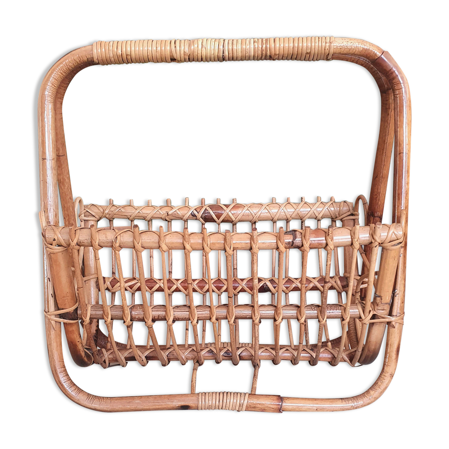 Rattan magazine holder, 1960