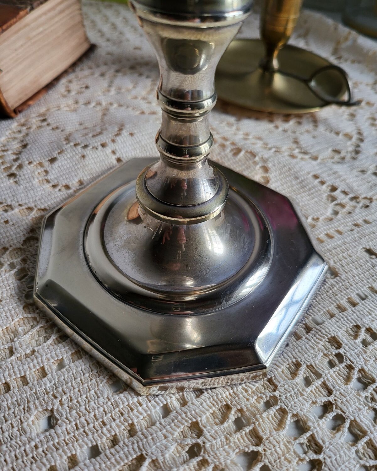 Pair of silver-plated candlesticks