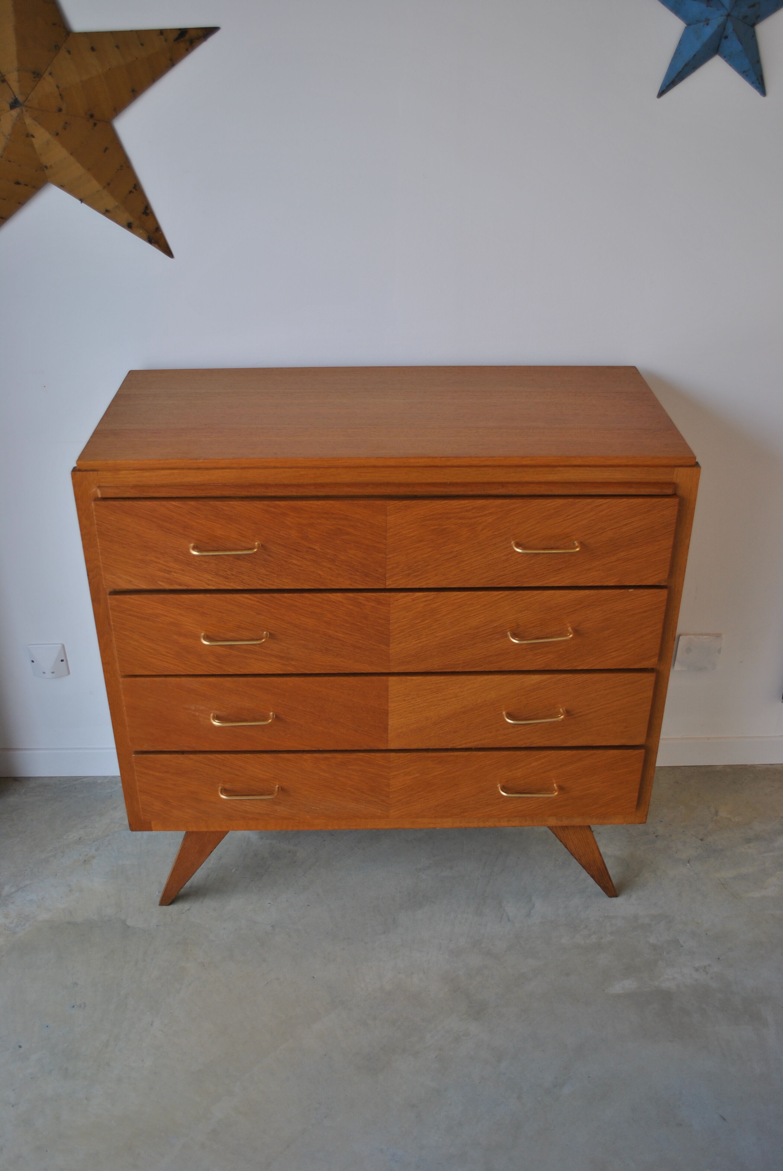 Chest of drawers vintage feet compass 1970