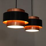 Set of 2 Fog & Mørup / Jo Hammerborg “Juno” pendant lamps / Mid-century Danish modern design / Copper / 1960s / 1970s