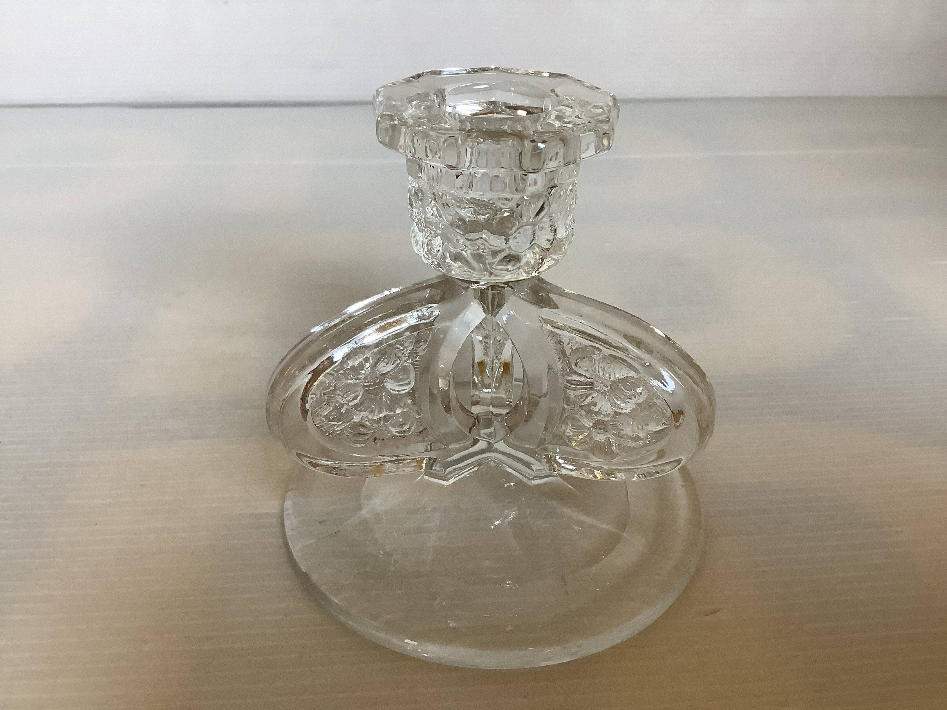 Candle holders flowers butterfly wings moulded glass