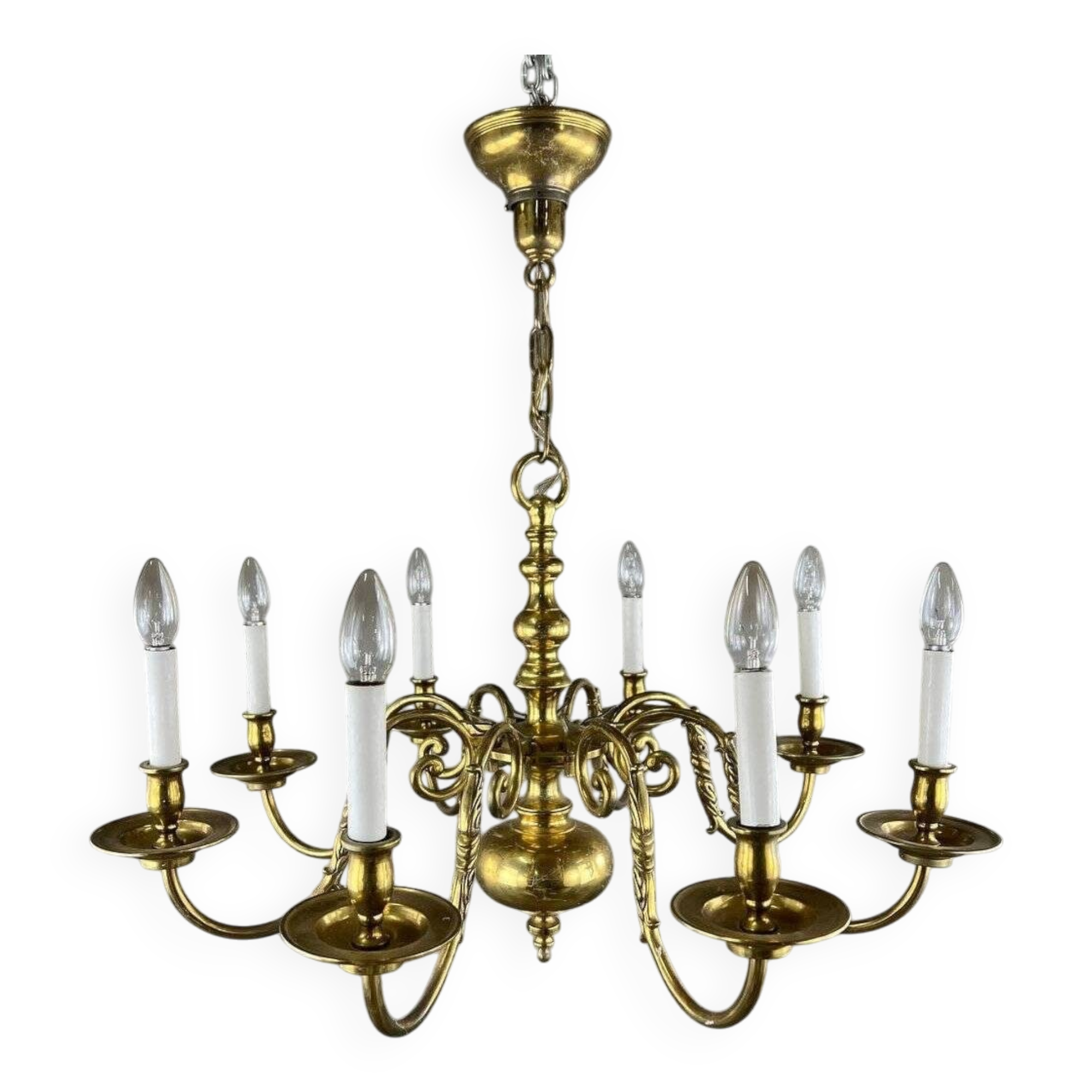 Classic Style Gilded Brass Chandelier, 20th Century