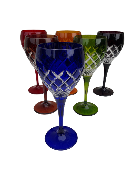 6 crystal wine glasses