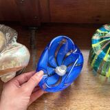 1970s Murano Swirl Blue Glass Bowl