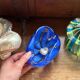 1970s Murano Swirl Blue Glass Bowl