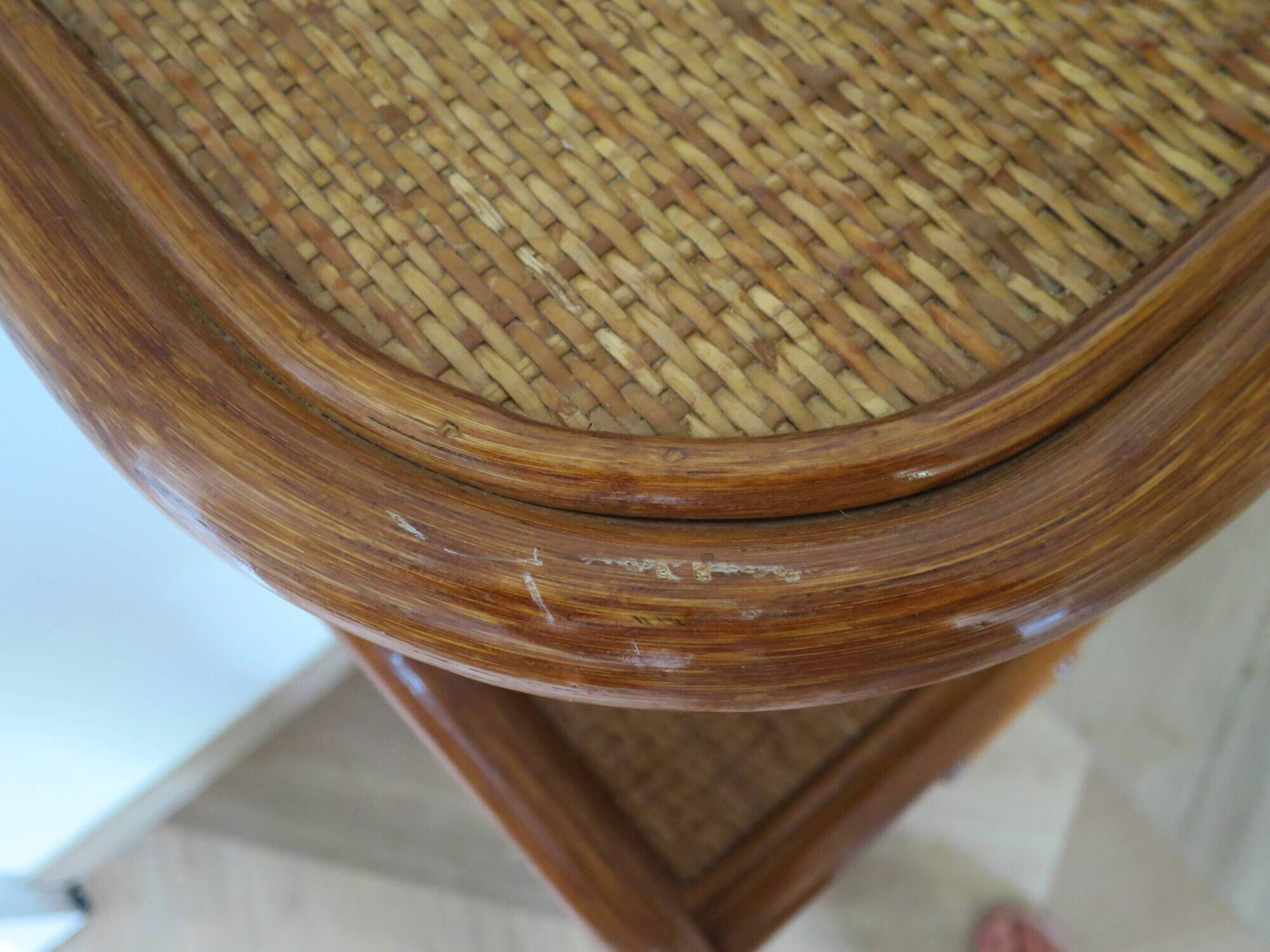 Vintage - sideboard - chest of drawers - woven rattan chest of drawers - wood - bamboo - 80s