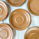 Vintage speckled stoneware coffee set Sarreguemines France from the 1950s