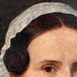 “Portrait of a woman in a black dress”, oil on canvas early 20th century