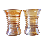 Pair of vintage orange-colored glass vases