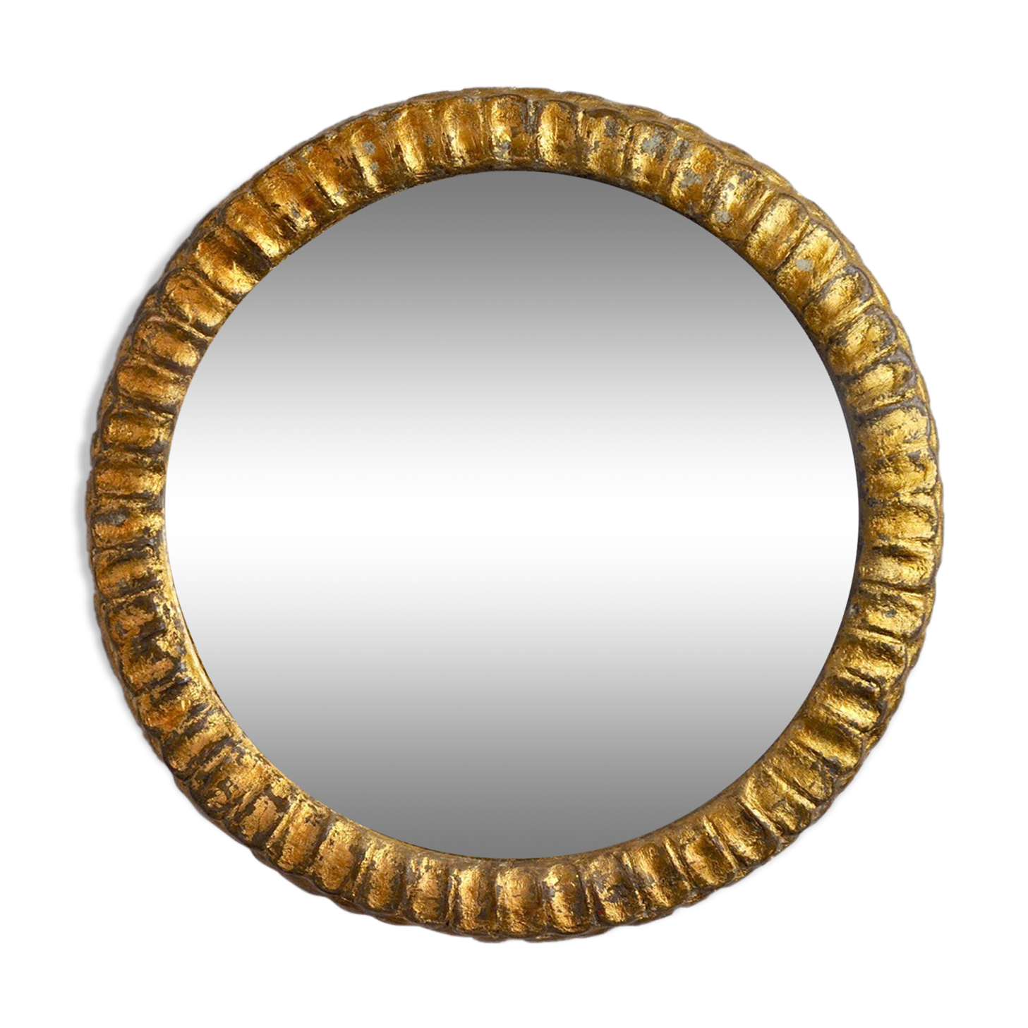 Midcentury gilded wooden sun mirror, France, 49cm