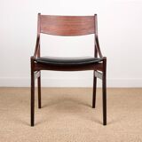 4 chaises danoises en palissandre et skaï noir par Vestervig Eriksen, 1960