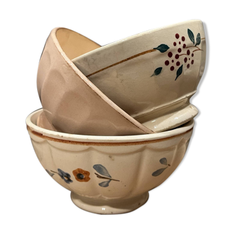 Trio mini old bowls Sarreguemines Saint Amand