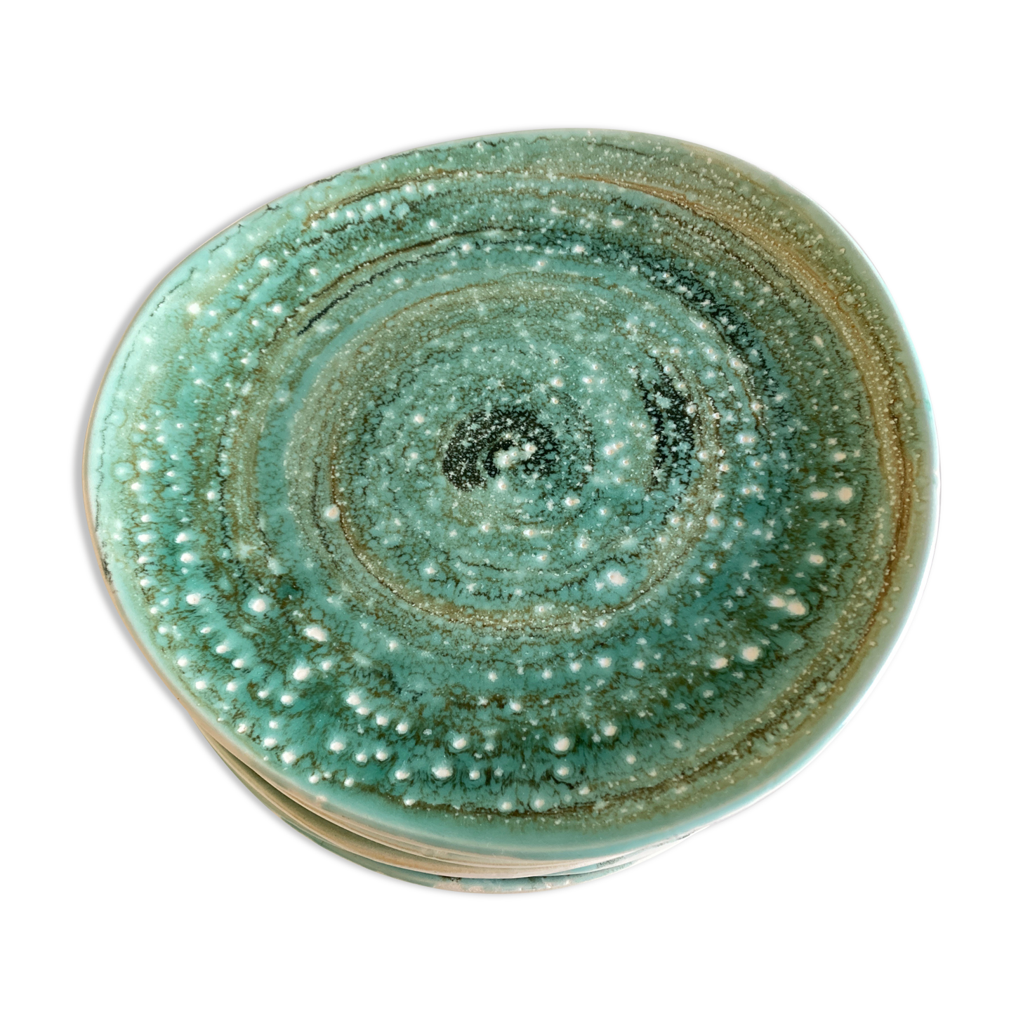 Set of 9 plates 1970 in stoneware Mousse de Nierderviller