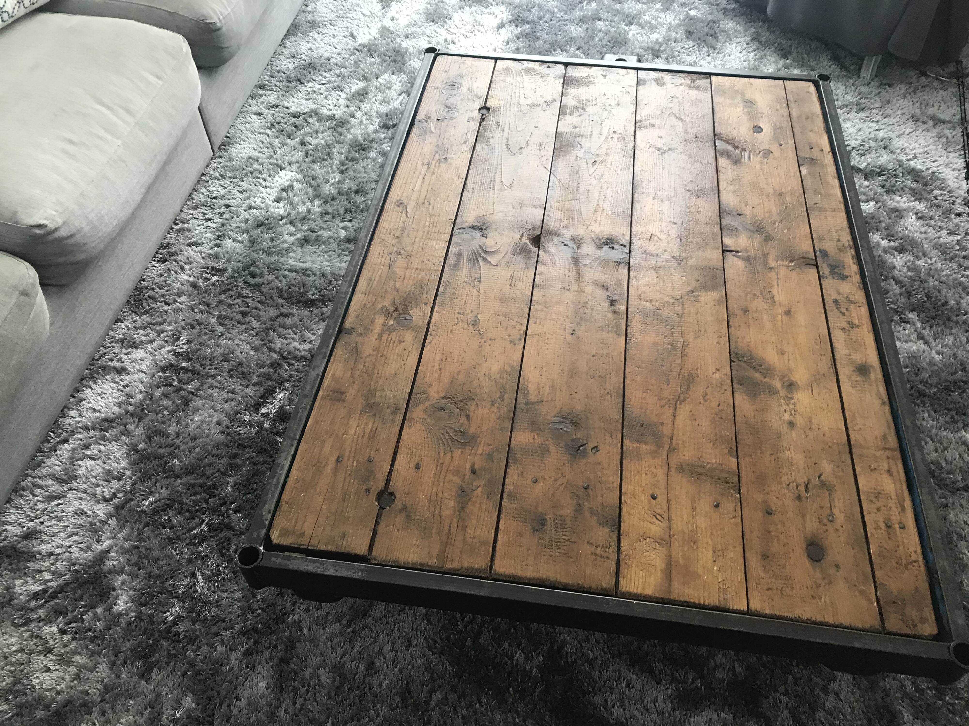 Rolling industrial coffee table
