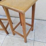 Pair of vintage pine stools from the 80s
