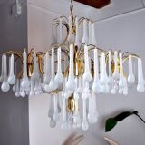 Chandelier gouttes by Venini, 5 arms, murano glass, italy, 1960