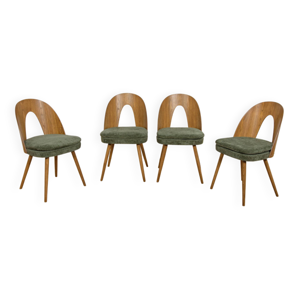Chaises de salle à manger en placage de frêne de style mid-century par Antonín Šuman pour MIER Topoľčany, Tchécoslovaquie, années 1960, ensemble de 4.