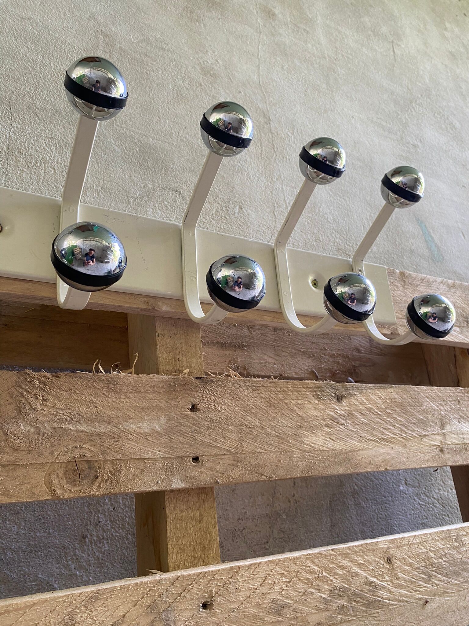 Vintage wall coat rack, Ten hooks, 70s