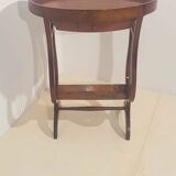 Vintage French Side Table with Lyre-Shaped Legs and Oval Tray Top