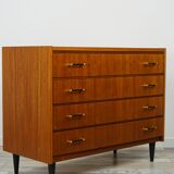 60s teak and brass chest of drawers