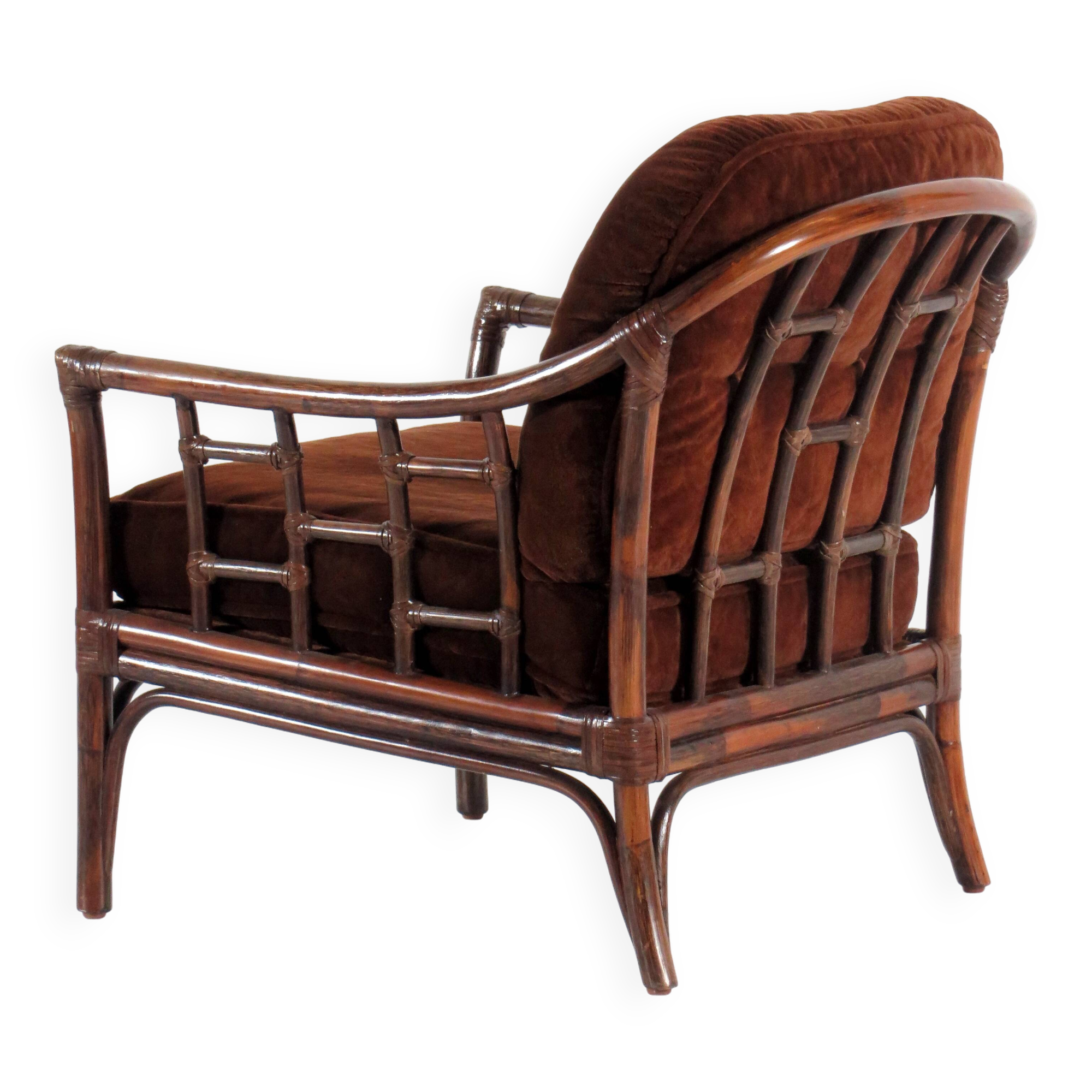 Vintage Mid Century Rattan and Bamboo Lounge Chair, 1970s