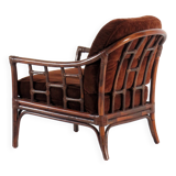 Vintage Mid Century Rattan and Bamboo Lounge Chair, 1970s