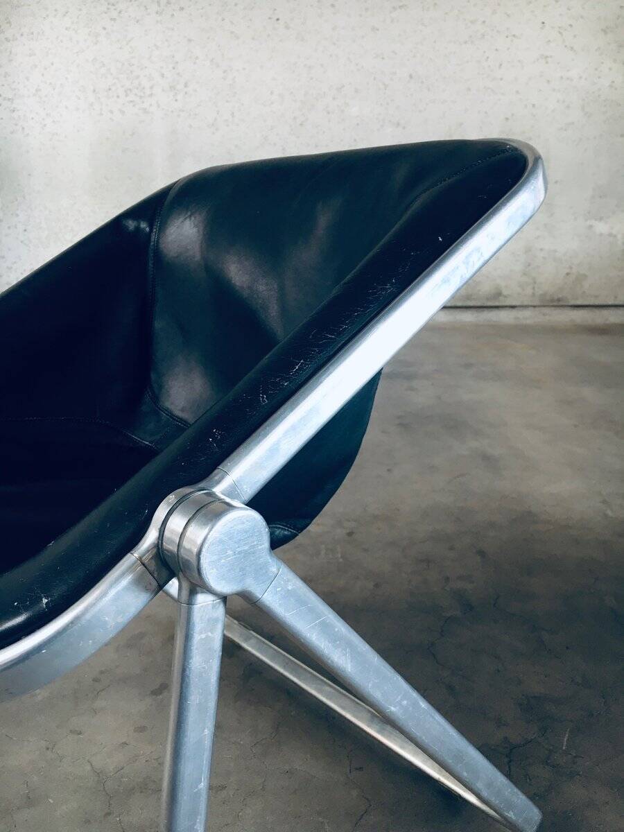 Plona Leather Side Chair by Giancarlo Piretti for Castelli, 1970s