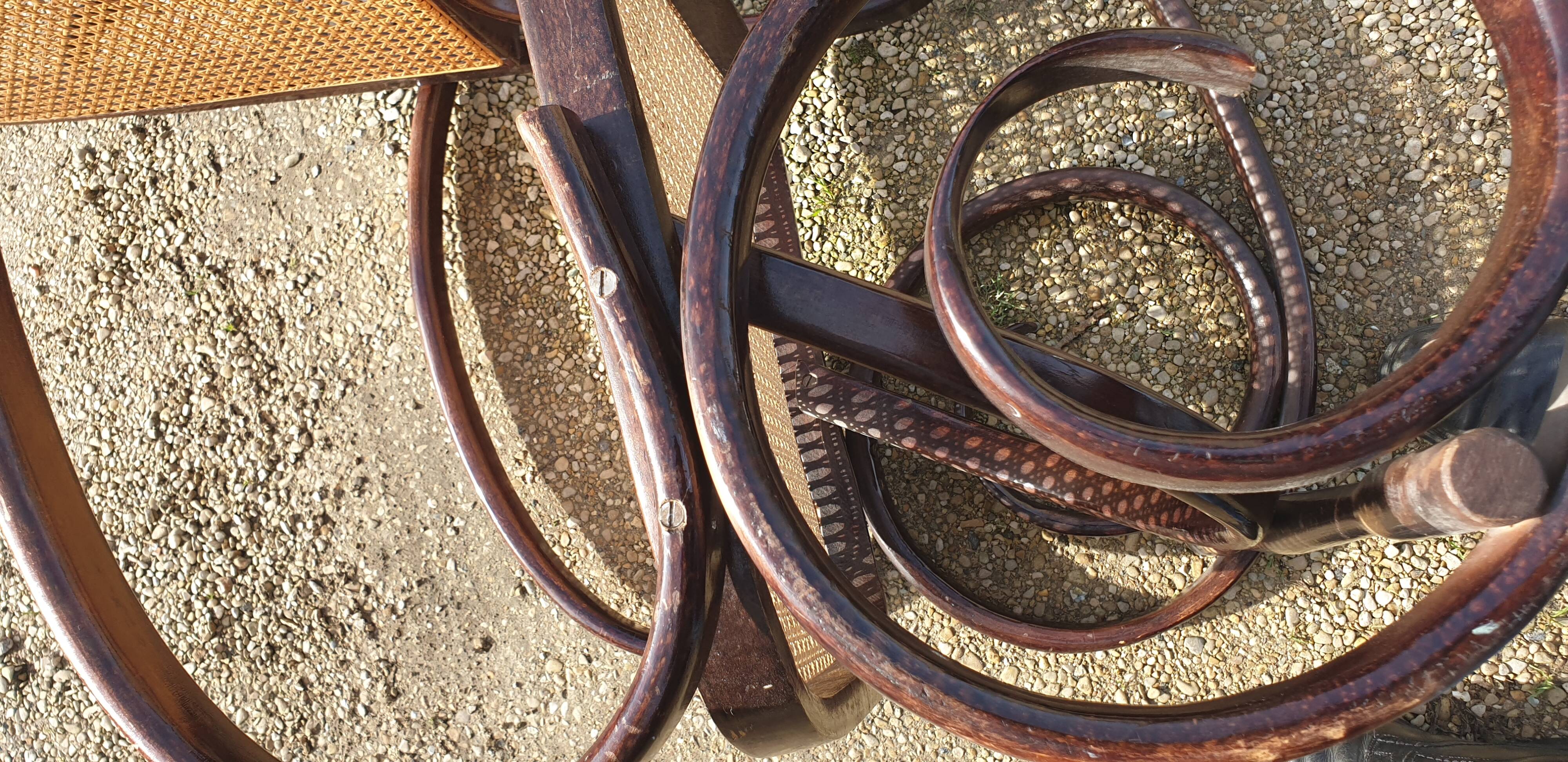 Rocking chair wood and canage seventies