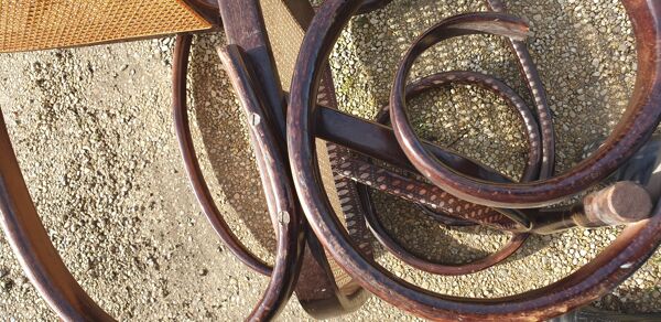 Rocking- chair  bois et canage  seventies