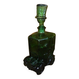 Old bessi car bottle + vintage green glass head cap