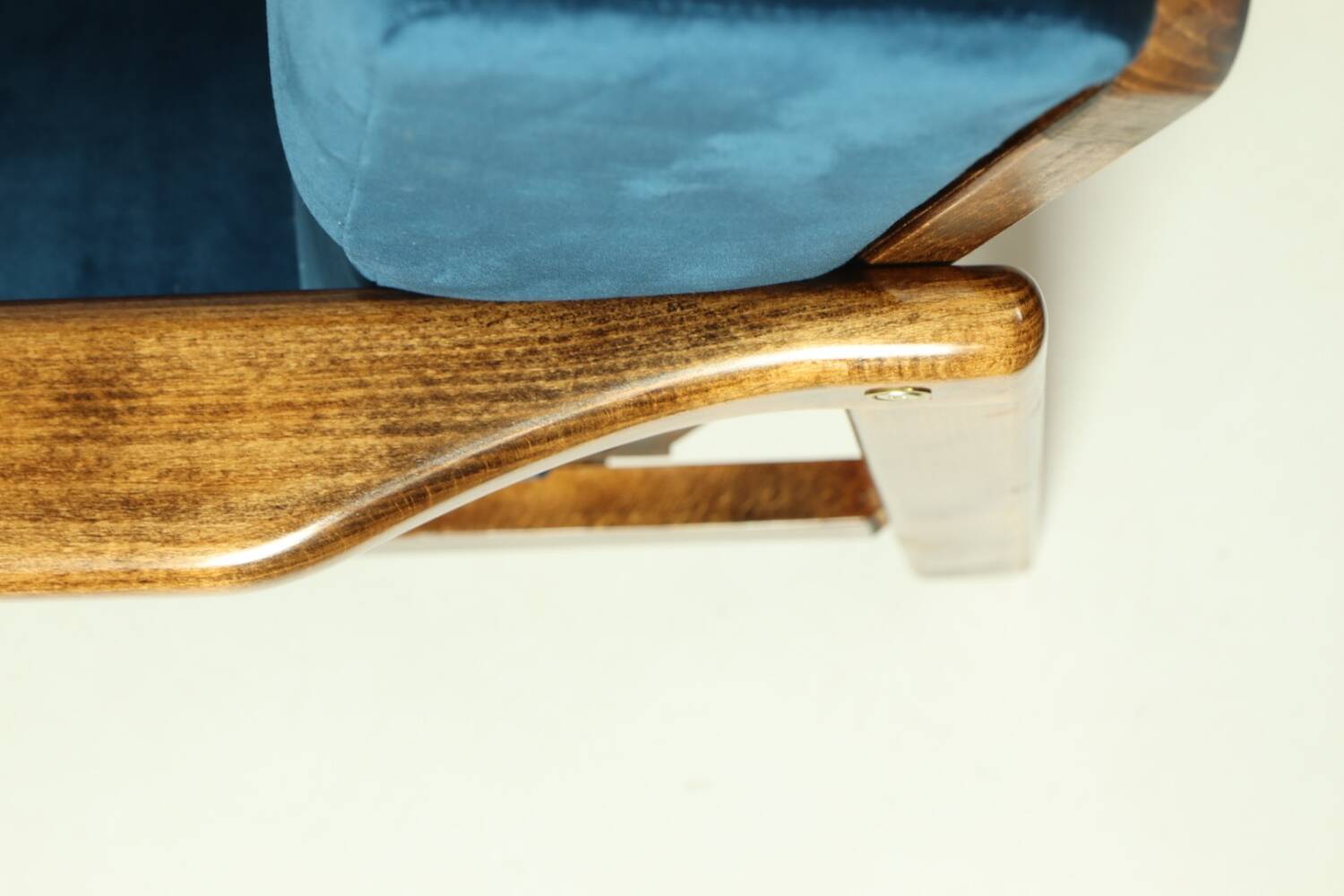 Vintage armchair navy blue velvet Mid century modern design by Zenon Bączyk 1965