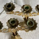 Set of 3 gilt metal candlesticks from the early 20th century.