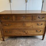 18th-century antique chest of drawers from the Louis XVI period in blonde walnut.